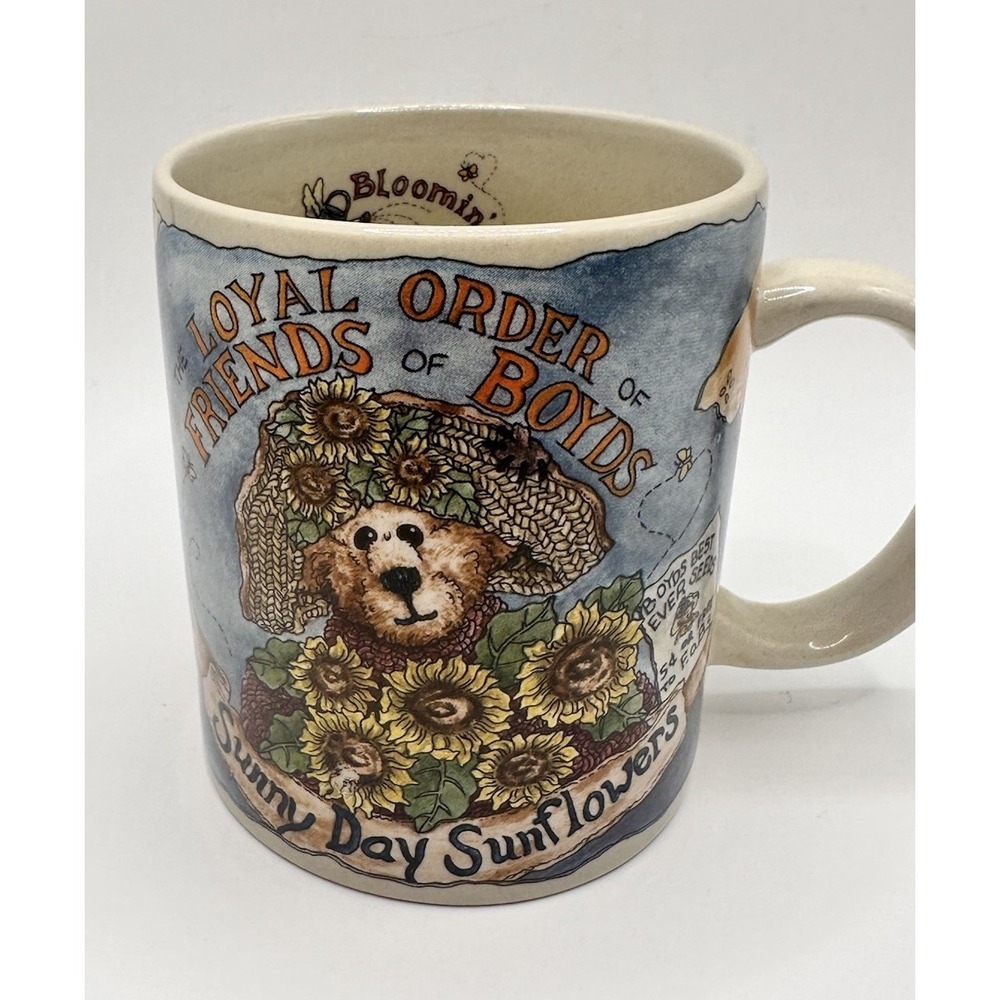 Boyds Bears and Friends Sunny Day Sunflowers Ceramic‎ Coffee Tea Mug 1998